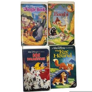 Disney VHS Movie Bundle Bambi, Jungle Book, 101 Dalmatians, Fox and the Hound